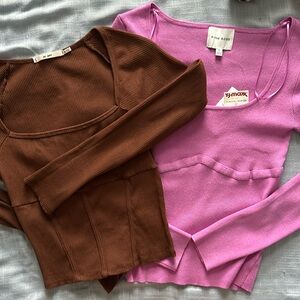 Long sleeve brown & magenta shirts - EUC / NWT